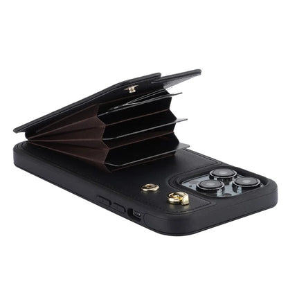 For iPhone 13 Pro Max 6.7 inch Cell Phone Case Crossbody PU Leather+TPU Ring Holder Kickstand Shell