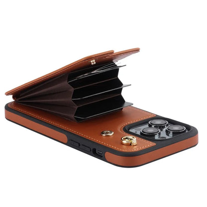For iPhone 13 Pro Max 6.7 inch Cell Phone Case Crossbody PU Leather+TPU Ring Holder Kickstand Shell