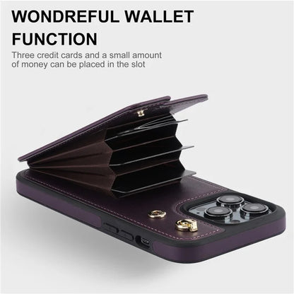 For iPhone 13 Pro Max 6.7 inch Cell Phone Case Crossbody PU Leather+TPU Ring Holder Kickstand Shell
