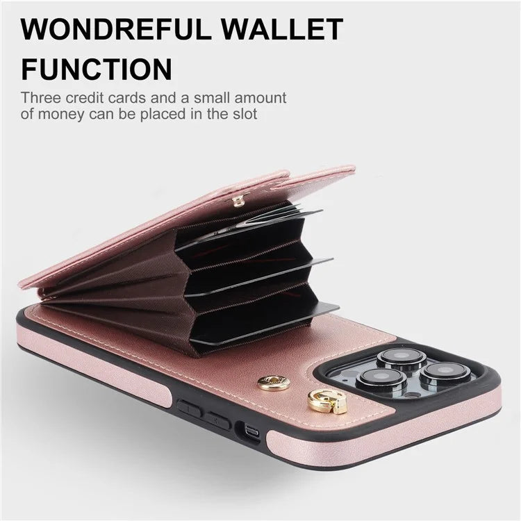 For iPhone 13 Pro Max 6.7 inch Cell Phone Case Crossbody PU Leather+TPU Ring Holder Kickstand Shell
