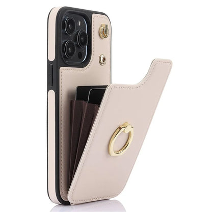 For iPhone 13 Pro Max 6.7 inch Cell Phone Case Crossbody PU Leather+TPU Ring Holder Kickstand Shell