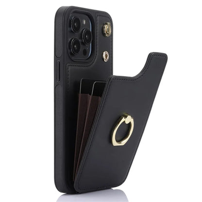 TPU+PU Leather Case for iPhone 13 Pro 6.1 inch Shell Crossbody Card Holder Kickstand Phone Cover