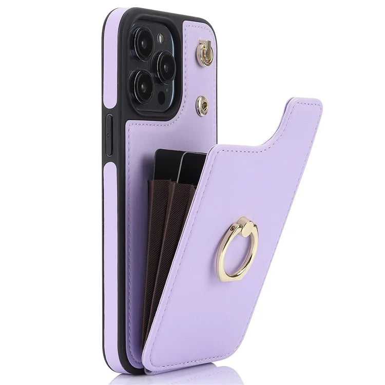 TPU+PU Leather Case for iPhone 13 Pro 6.1 inch Shell Crossbody Card Holder Kickstand Phone Cover