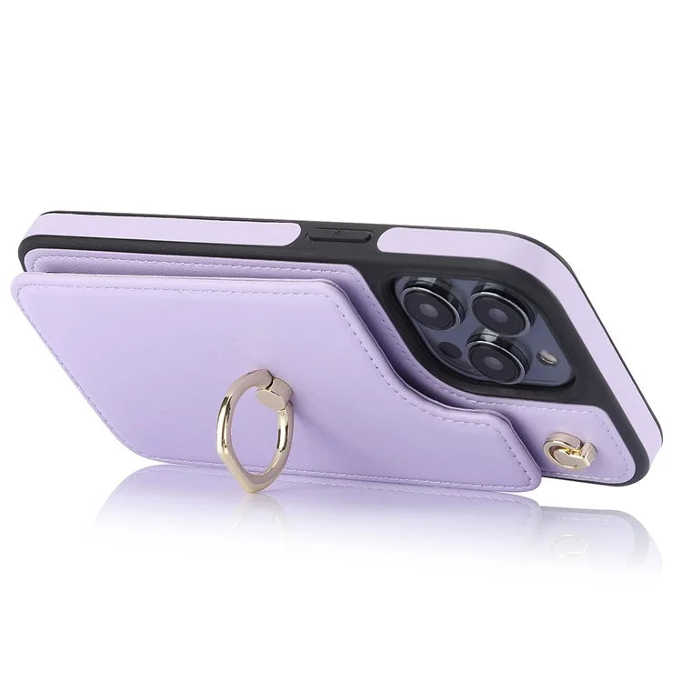 TPU+PU Leather Case for iPhone 13 Pro 6.1 inch Shell Crossbody Card Holder Kickstand Phone Cover