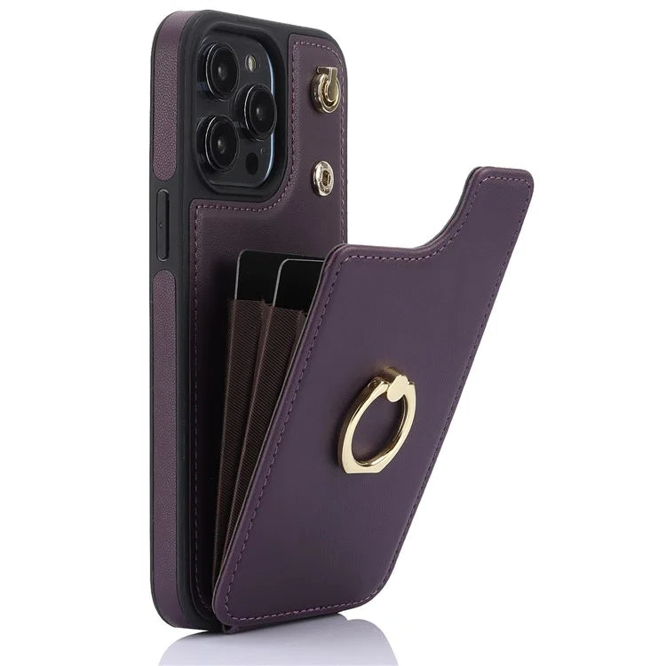 TPU+PU Leather Case for iPhone 13 Pro 6.1 inch Shell Crossbody Card Holder Kickstand Phone Cover