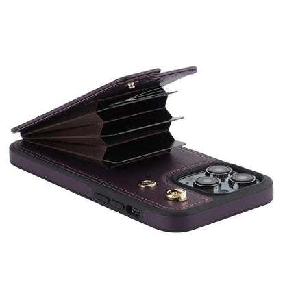 TPU+PU Leather Case for iPhone 13 Pro 6.1 inch Shell Crossbody Card Holder Kickstand Phone Cover