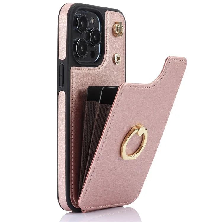 TPU+PU Leather Case for iPhone 13 Pro 6.1 inch Shell Crossbody Card Holder Kickstand Phone Cover