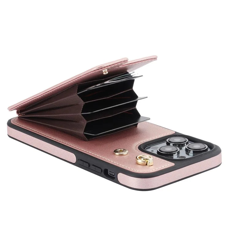 TPU+PU Leather Case for iPhone 13 Pro 6.1 inch Shell Crossbody Card Holder Kickstand Phone Cover
