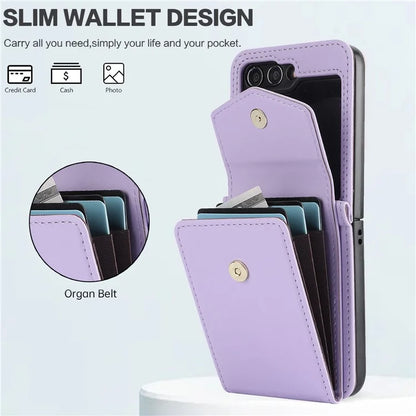 For Samsung Galaxy Z Flip5 5G Crossbody Case RFID Blocking  PU Leather Phone Cover