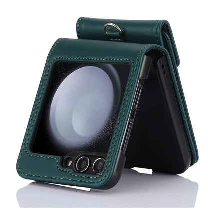 For Samsung Galaxy Z Flip5 5G Crossbody Case RFID Blocking  PU Leather Phone Cover