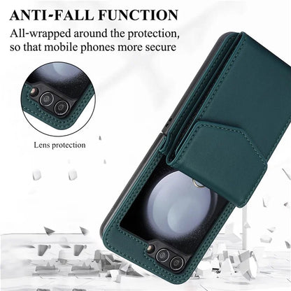 For Samsung Galaxy Z Flip5 5G Crossbody Case RFID Blocking  PU Leather Phone Cover