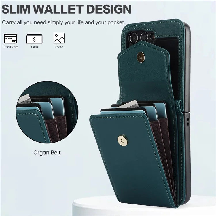 For Samsung Galaxy Z Flip5 5G Crossbody Case RFID Blocking  PU Leather Phone Cover