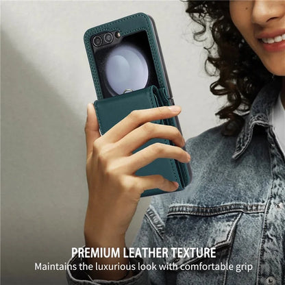 For Samsung Galaxy Z Flip5 5G Crossbody Case RFID Blocking  PU Leather Phone Cover