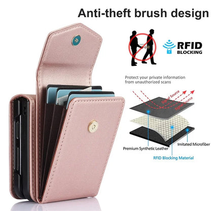 For Samsung Galaxy Z Flip5 5G Crossbody Case RFID Blocking  PU Leather Phone Cover