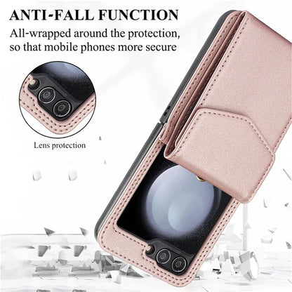 For Samsung Galaxy Z Flip5 5G Crossbody Case RFID Blocking  PU Leather Phone Cover