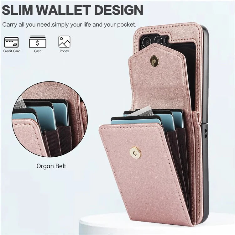 For Samsung Galaxy Z Flip5 5G Crossbody Case RFID Blocking  PU Leather Phone Cover