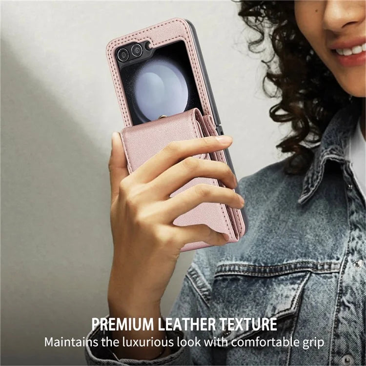 For Samsung Galaxy Z Flip5 5G Crossbody Case RFID Blocking  PU Leather Phone Cover