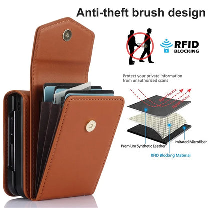 For Samsung Galaxy Z Flip5 5G Crossbody Case RFID Blocking  PU Leather Phone Cover