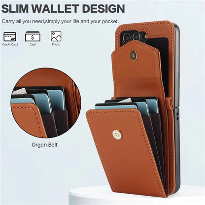 For Samsung Galaxy Z Flip5 5G Crossbody Case RFID Blocking  PU Leather Phone Cover