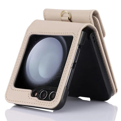 For Samsung Galaxy Z Flip5 5G Crossbody Case RFID Blocking  PU Leather Phone Cover
