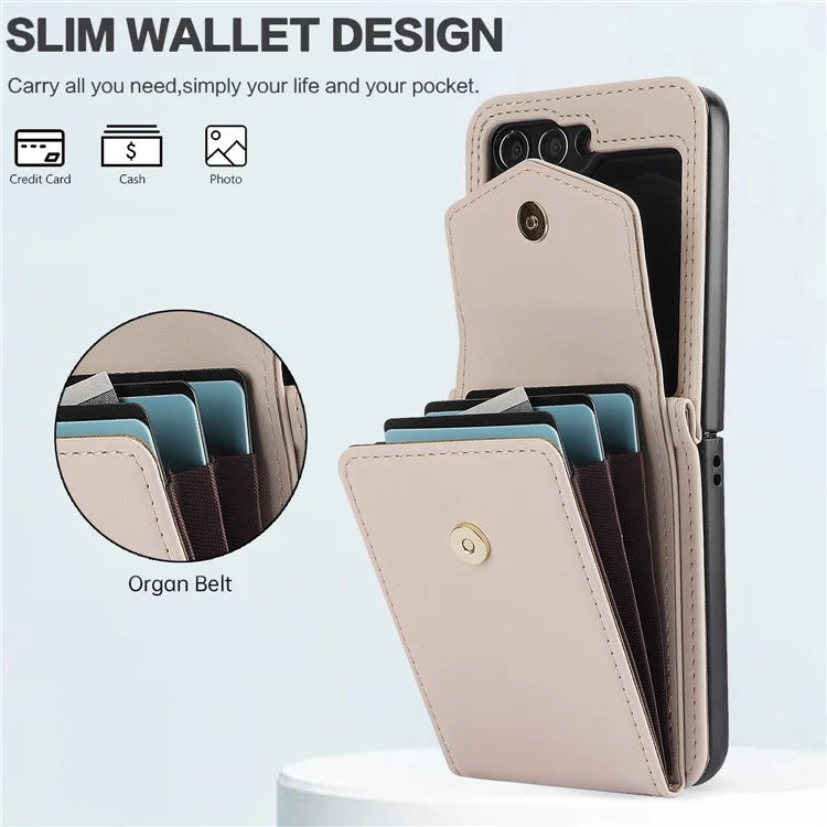 For Samsung Galaxy Z Flip5 5G Crossbody Case RFID Blocking  PU Leather Phone Cover