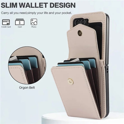 For Samsung Galaxy Z Flip5 5G Crossbody Case RFID Blocking  PU Leather Phone Cover