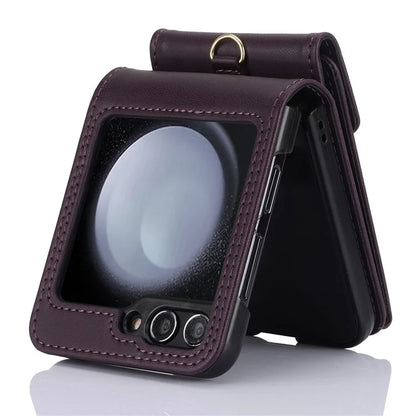 For Samsung Galaxy Z Flip5 5G Crossbody Case RFID Blocking  PU Leather Phone Cover