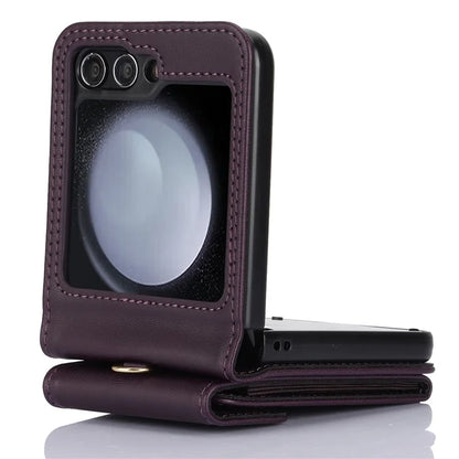 For Samsung Galaxy Z Flip5 5G Crossbody Case RFID Blocking  PU Leather Phone Cover