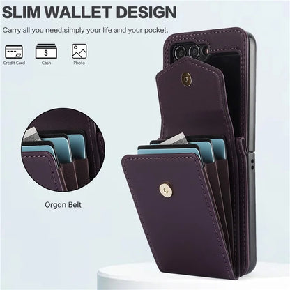 For Samsung Galaxy Z Flip5 5G Crossbody Case RFID Blocking  PU Leather Phone Cover