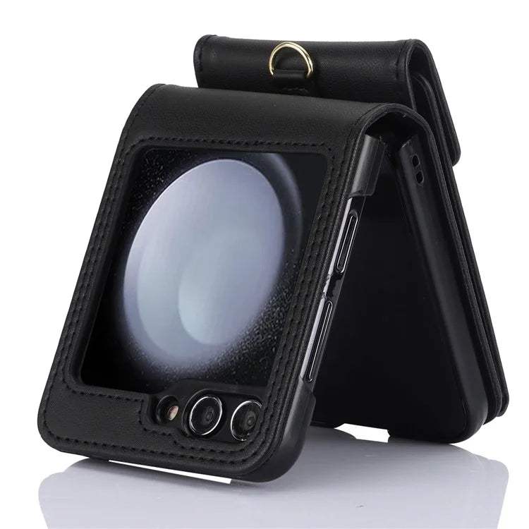 For Samsung Galaxy Z Flip5 5G Crossbody Case RFID Blocking  PU Leather Phone Cover
