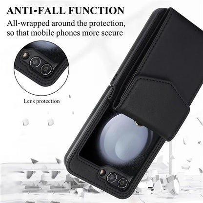 For Samsung Galaxy Z Flip5 5G Crossbody Case RFID Blocking  PU Leather Phone Cover