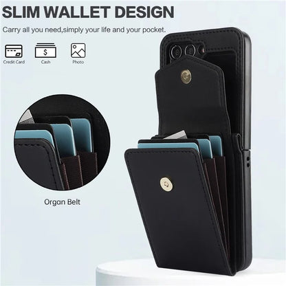 For Samsung Galaxy Z Flip5 5G Crossbody Case RFID Blocking  PU Leather Phone Cover