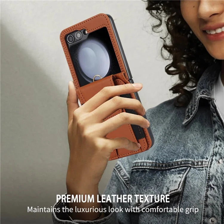 For Samsung Galaxy Z Flip5 5G Crossbody Phone Case Card Holder Leather Cover