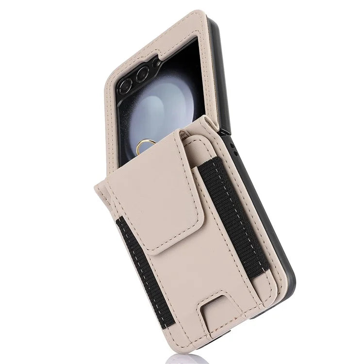 For Samsung Galaxy Z Flip5 5G Crossbody Phone Case Card Holder Leather Cover
