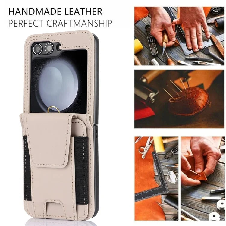 For Samsung Galaxy Z Flip5 5G Crossbody Phone Case Card Holder Leather Cover