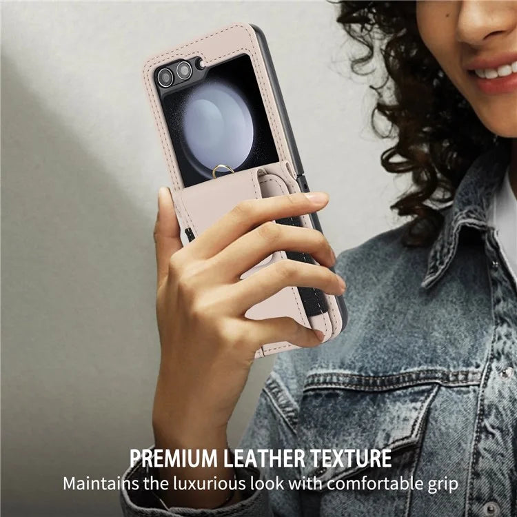 For Samsung Galaxy Z Flip5 5G Crossbody Phone Case Card Holder Leather Cover