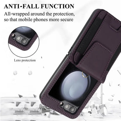For Samsung Galaxy Z Flip5 5G Crossbody Phone Case Card Holder Leather Cover