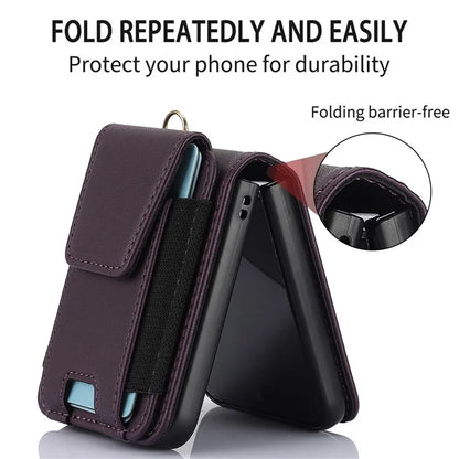 For Samsung Galaxy Z Flip5 5G Crossbody Phone Case Card Holder Leather Cover