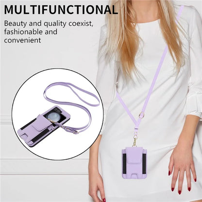 For Samsung Galaxy Z Flip5 5G Crossbody Phone Case Card Holder Leather Cover