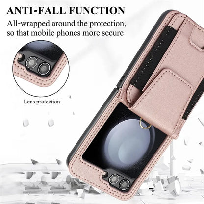 For Samsung Galaxy Z Flip5 5G Crossbody Phone Case Card Holder Leather Cover