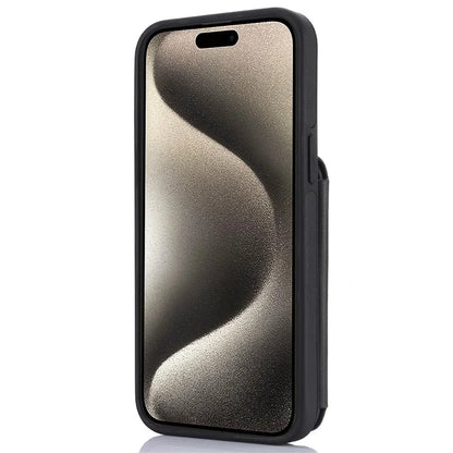 For iPhone 15 Pro Max Case Crossbody Zipper Pocket RFID Blocking Leather+TPU Phone Cover