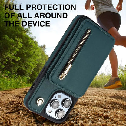For iPhone 14 Pro Case Crossbody RFID Blocking Leather+TPU Kickstand Protective Back Shell