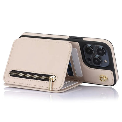 For iPhone 14 Pro Case Crossbody RFID Blocking Leather+TPU Kickstand Protective Back Shell