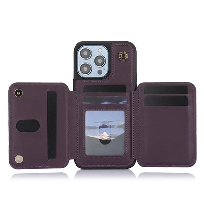 For iPhone 14 Pro Case Crossbody RFID Blocking Leather+TPU Kickstand Protective Back Shell