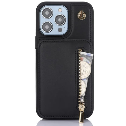 For iPhone 14 Pro Case Crossbody RFID Blocking Leather+TPU Kickstand Protective Back Shell