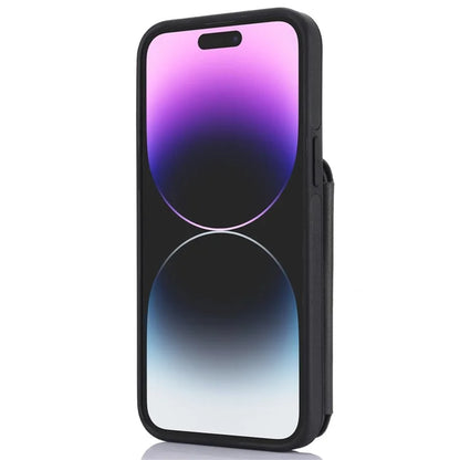 For iPhone 14 Pro Case Crossbody RFID Blocking Leather+TPU Kickstand Protective Back Shell