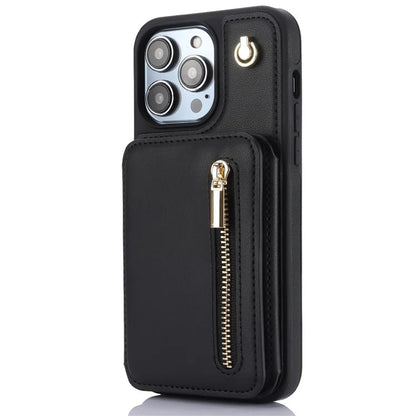 For iPhone 14 Pro Case Crossbody RFID Blocking Leather+TPU Kickstand Protective Back Shell