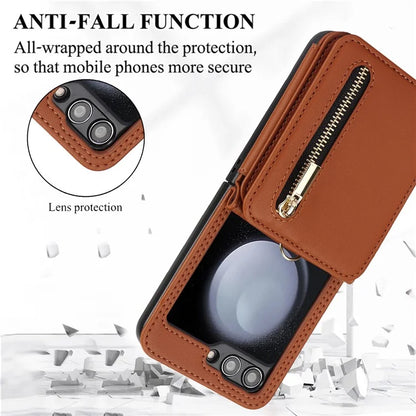 For Samsung Galaxy Z Flip5 5G Case Crossbody RFID Blocking Leather+TPU Scratch-proof Protective Shell