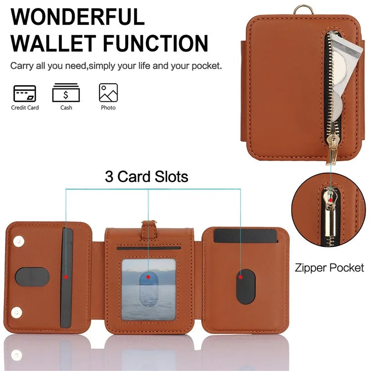 For Samsung Galaxy Z Flip5 5G Case Crossbody RFID Blocking Leather+TPU Scratch-proof Protective Shell