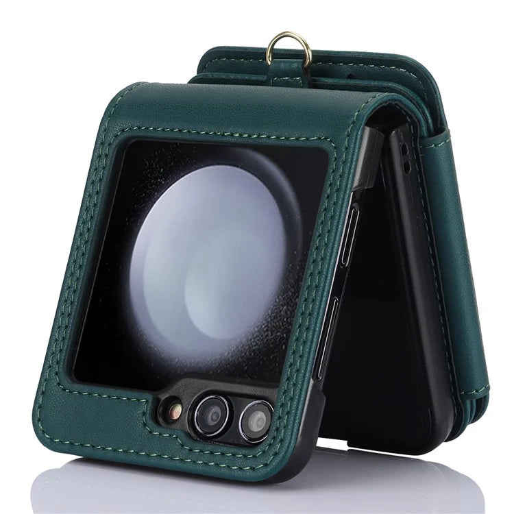 For Samsung Galaxy Z Flip5 5G Case Crossbody RFID Blocking Leather+TPU Scratch-proof Protective Shell